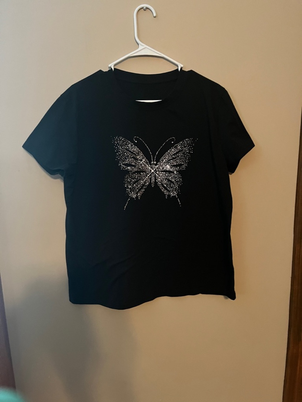 Women's Black Butterfly Short Sleeve Tee